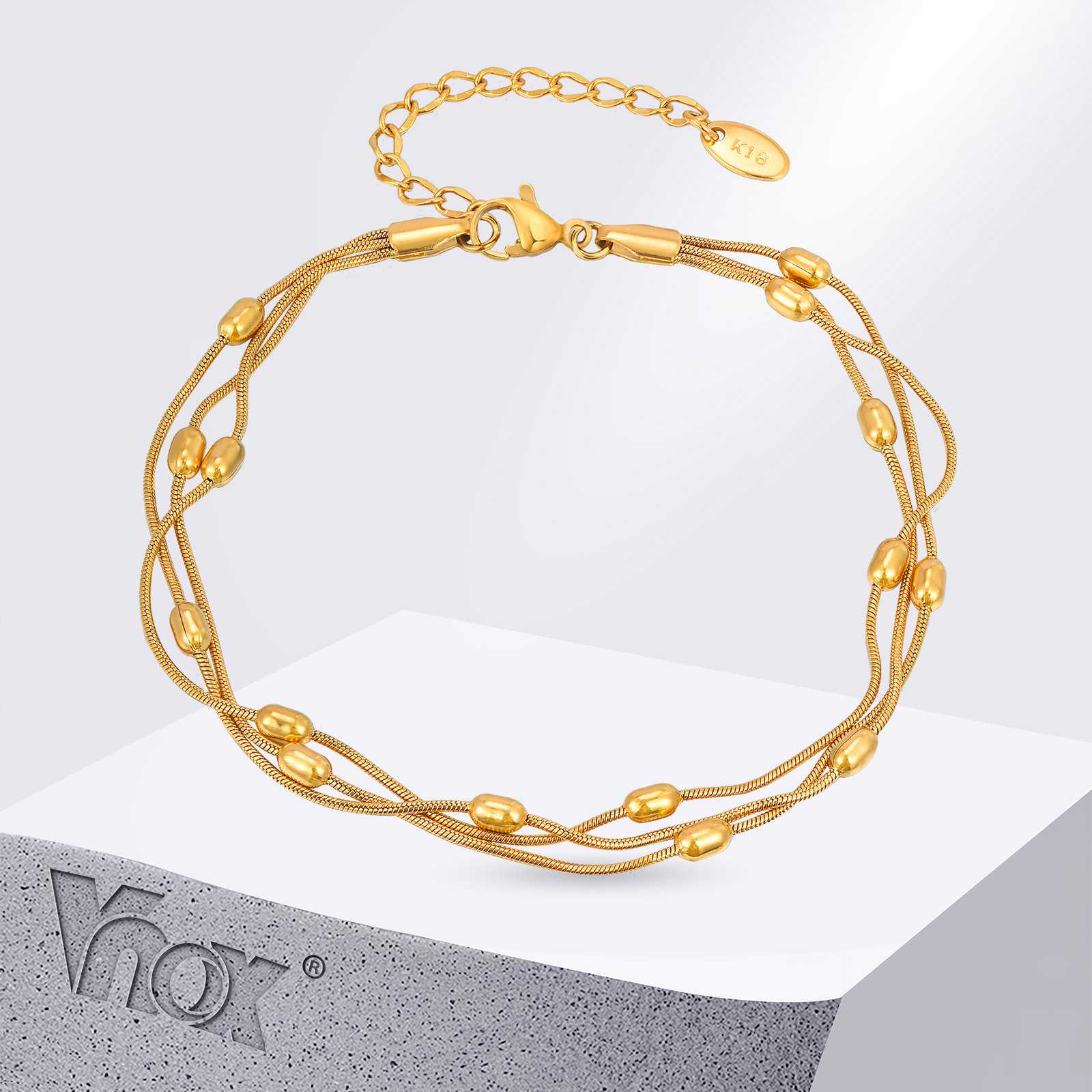 Jc Jewelry & Watches Reviews - Vnox Gelang Rantai Ular Tiga Lapis