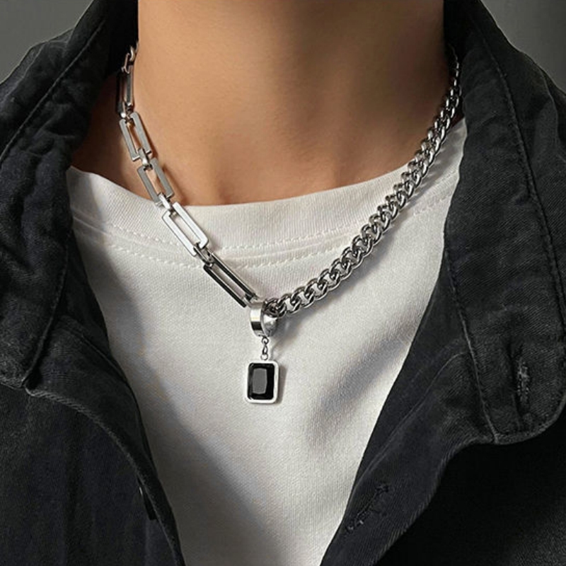 Mens Dog Tag Necklace - Kalung Rantai Baja Tahan Karat HNSP