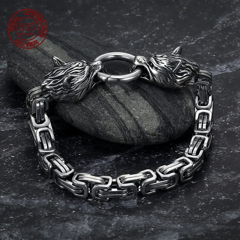 Wolf Jewelry & Watches Tampa - S925 Perak Murni Gelang Kepala Serigala