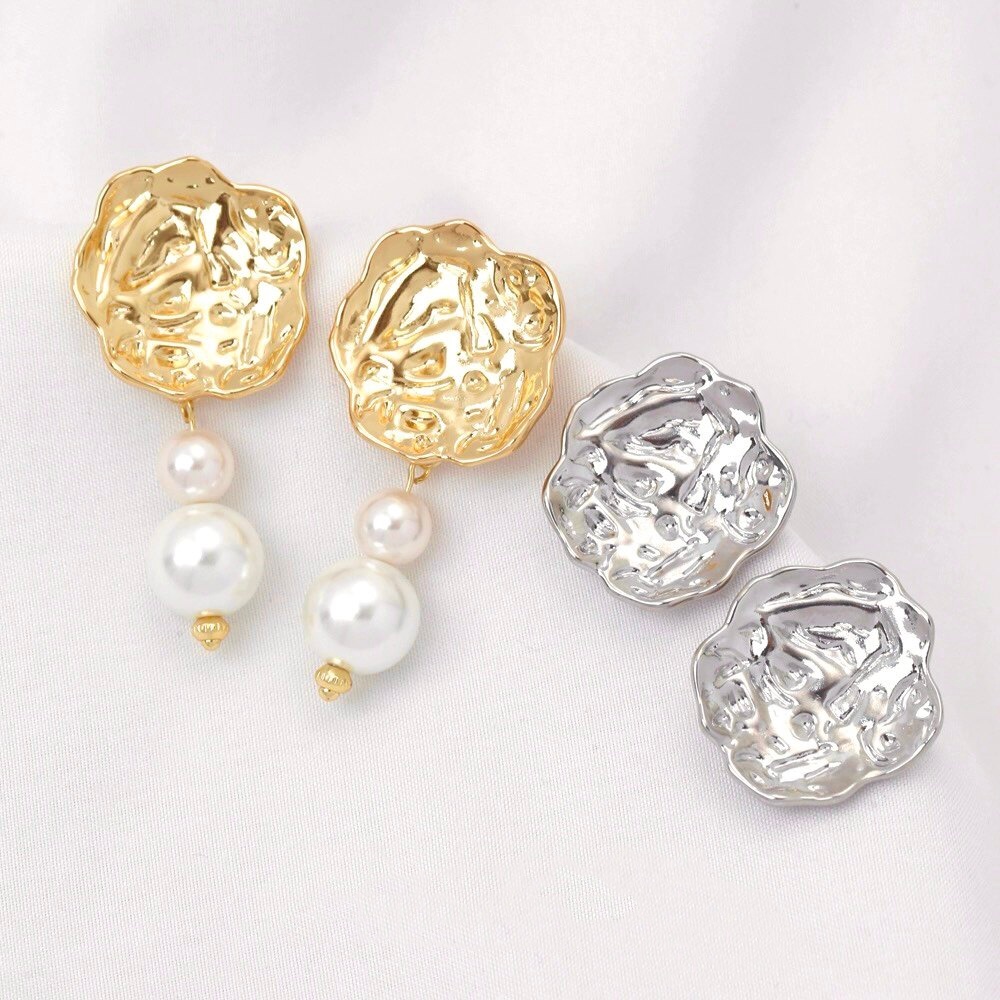 2 buah anting-anting bunga ber - Pearl Stud Earrings ulasan dan harga