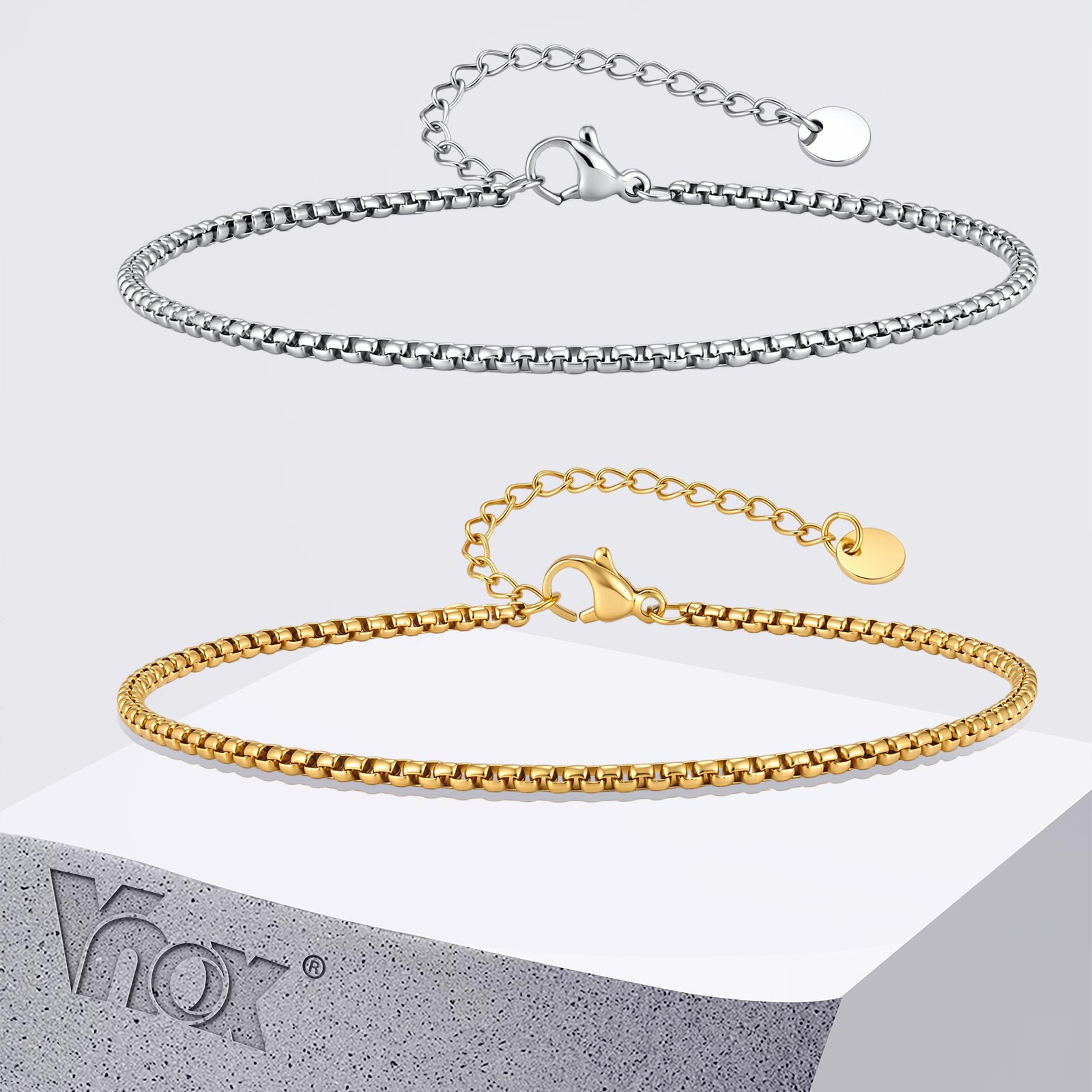Vnox Gelang Kaki Rantai Kotak  - Jc Jewelry & Watches Reviews ulasan dan harga