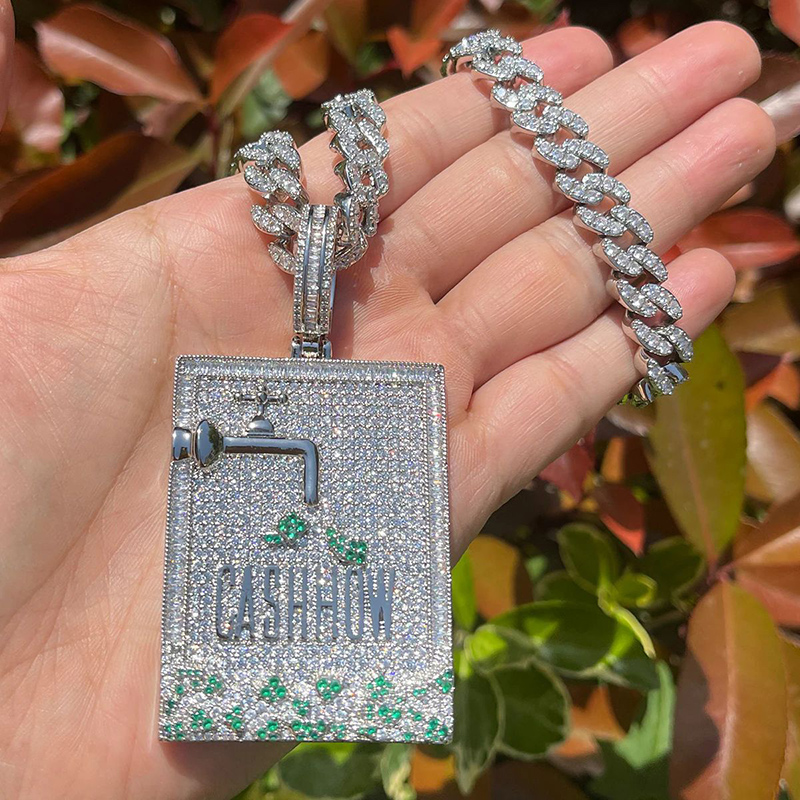 Hip Hop 3A + CZ Batu Beraspal  - Mens Dog Tag Necklace ulasan dan harga