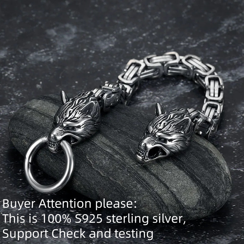 S925 Perak Murni Gelang Kepala - Wolf Jewelry & Watches Tampa ulasan dan harga
