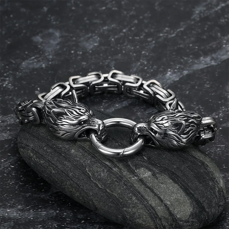 S925 Perak Murni Gelang Kepala - Wolf Jewelry & Watches Tampa ulasan dan harga